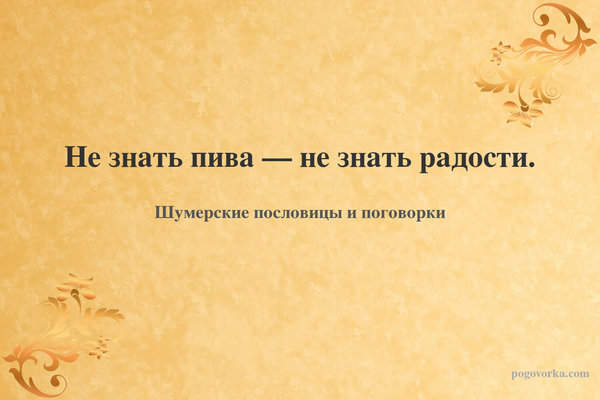 Не знать пива — не знать радости.