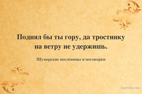 Поднял бы ты гору, да тростинку на ветру не удержишь.