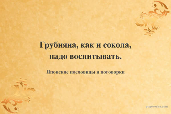Грубияна, как и сокола, надо воспитывать.