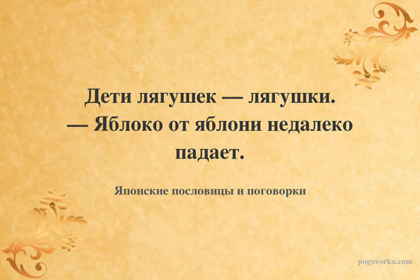 Дети лягушек — лягушки. — Яблоко от яблони недалеко падает.