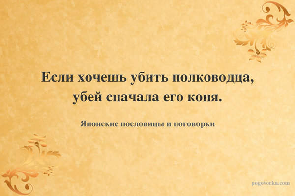 Если хочешь убить полководца, убей сначала его коня.