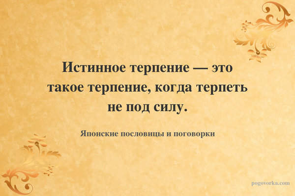 Истинное терпение — это такое терпение, когда терпеть не под силу.