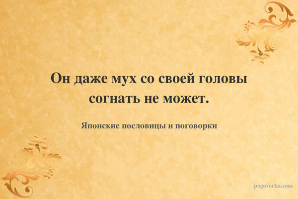 Он даже мух со своей головы согнать не может.
